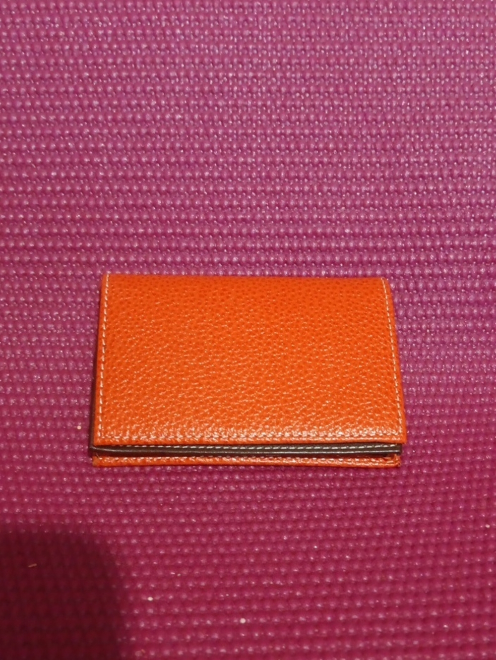 Levenger Orange Pebbled Leather ID Window Card Holder